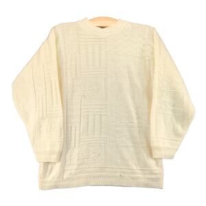 Vintage Sasson Womens Acrylic Sweater Granny Cottage Core Size L Cream